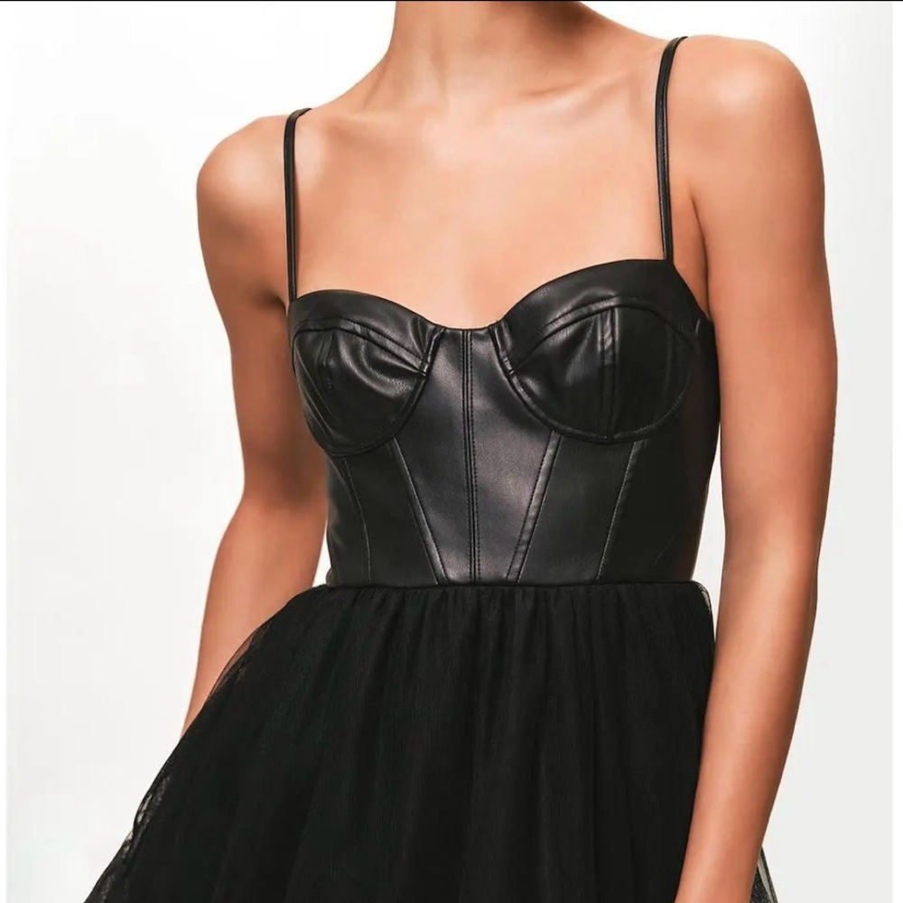 Essex Faux Leather & Tulle Dres - Picture 13 of 15